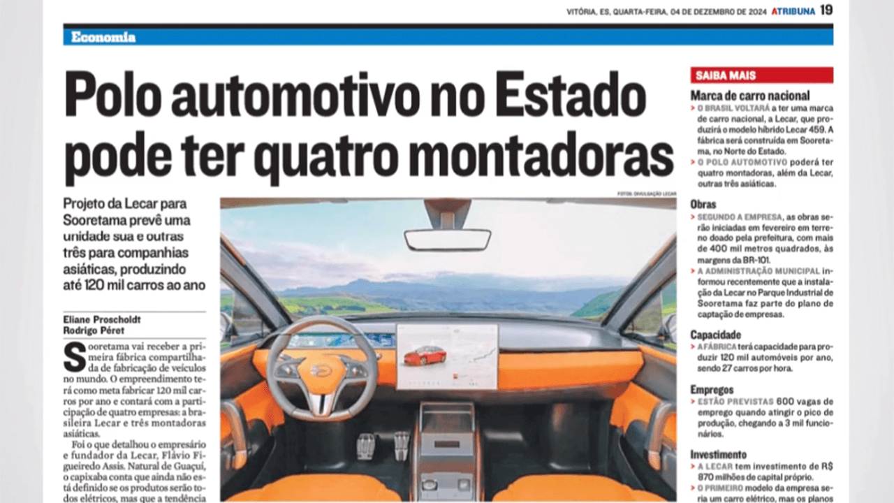 Lecar em Destaque: Polo Automotivo no Espírito Santo ganha força.